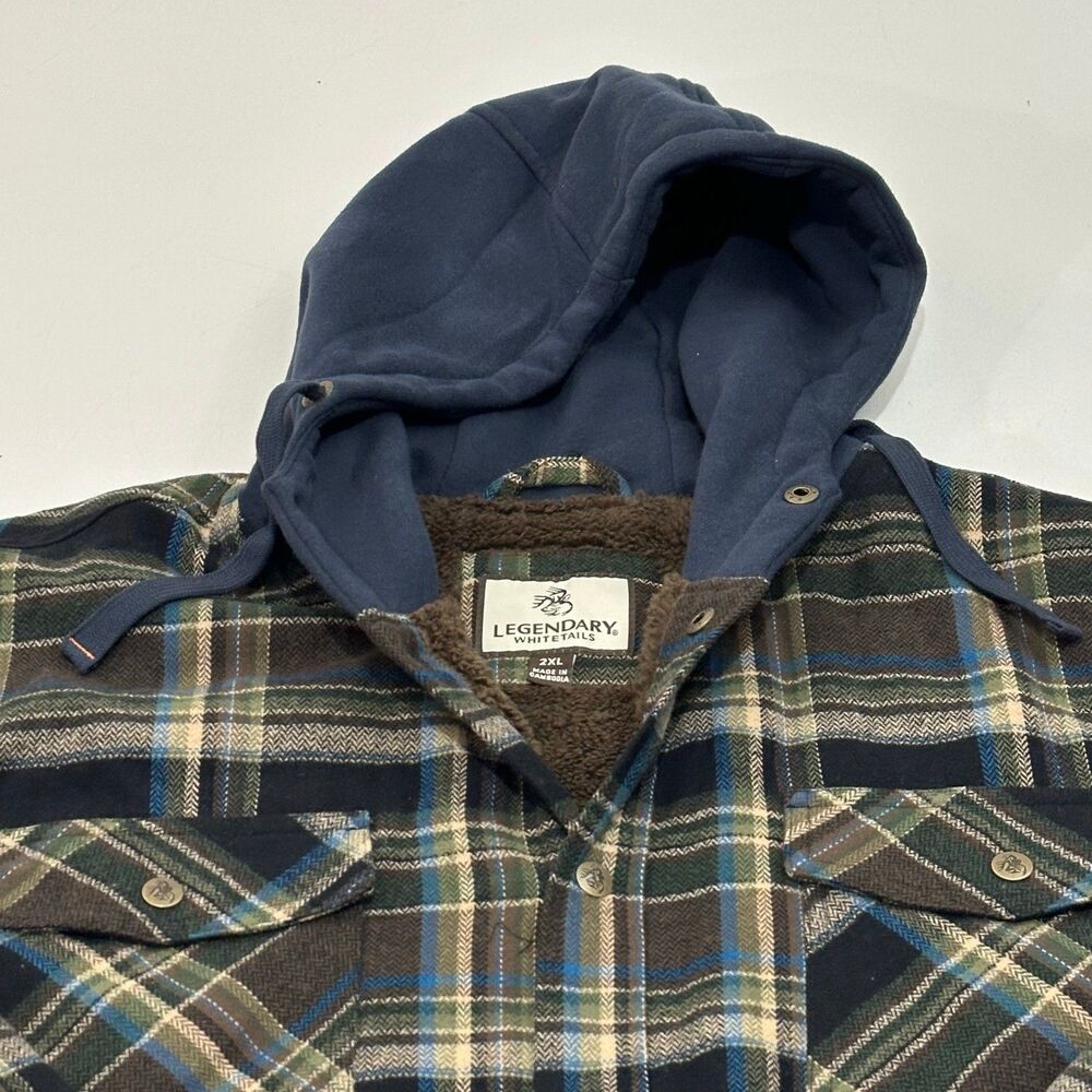 Legendary‎ Whitetails Men's Hooded Sherpa-Lined Plaid Jacket Size 2XL
